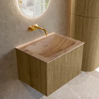 Badmeubel Mondiaz Kurve-Dlux | 60 cm | Meubelkleur Dusk | Wastafelkleur Arena | Solid surface | Wasbak midden spoelbak | Zonder kraangat(en)