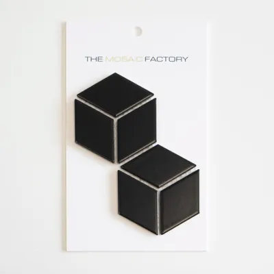 The Mosaic Factory Paris Mozaiek Tegel Cubic - mat Zwart Porselein Geglazuurd 266x305 mm