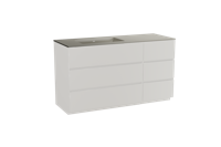 Storke Edge staand badmeubel 140 x 52 cm mat wit met Diva asymmetrisch linkse wastafel in top solid zijdegrijs