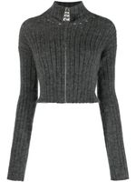 Alessandra Rich cardigan zippé à détails de clous - Gris