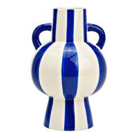 Gestreepte vaas van keramiek, blauw/wit (B/H/D) 15x24x15 cm