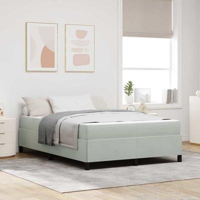 Bedframe Lichtgrijs, grijs en wit 140 x 200 cm Fluweel