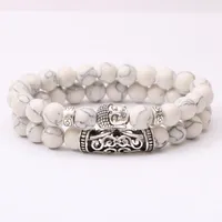 Dubbele Howliet Edelsteen Armband met Boeddha Bedel - Sieraden - Spiritueelboek.nl - thumbnail