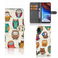 Motorola Moto E7i Power | E7 Power | Telefoonhoesje | Met pasjeshouder | Vrolijke Uilen