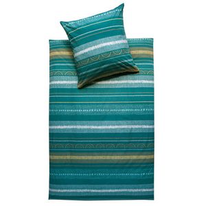 Fijn flanellen beddengoedset van bio-katoen, 2-dlg, zeegroen Maat: 80 x 80 + 135 x 200 cm