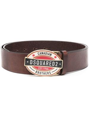DSQUARED2 ceinture en cuir à boucle logo - Marron