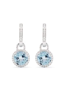 Kiki McDonough boucles d'oreilles pendantes Grace en or blanc 18ct serties de topaze et de diamants - Argent