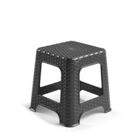 Plasicforte opstapje/krukje - zwart - rotan kunststof - 32 x 32 x 33 cm - Keuken/kamers/dhz
