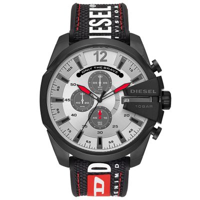 Diesel DZ4512 Horloge Mega Chief staal-siliconen zilverkleurig-zwart 51 mm