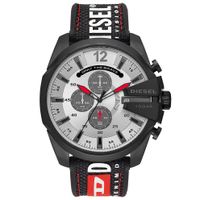 Diesel DZ4512 Horloge Mega Chief staal-siliconen zilverkleurig-zwart 51 mm - thumbnail