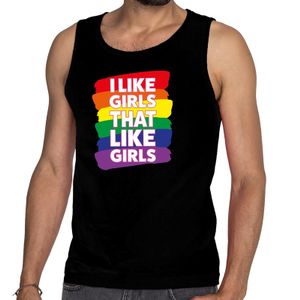 I like girls that like girls gay pride tanktop zwart heren