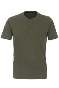 Redmond Casual Regular Fit T-Shirt Henley kraag olijf, Effen