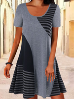 Striped Casual Short Sleeve Dress - thumbnail