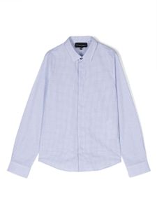 Emporio Armani Kids chemise en coton à logo brodé - Bleu