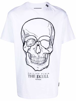 Philipp Plein t-shirt en coton à imprimé tête de mort - Blanc
