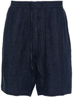 Emporio Armani short ample en lin - Bleu