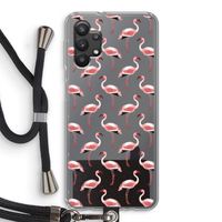 Flamingoprint groen: Samsung Galaxy A32 5G Transparant Hoesje met koord