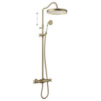 Regendoucheset Tres Clasic Thermostatische Opbouw Incl. Handdouche Verouderd Messing Tres