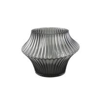 PTMD Yulaa Grey solid glass vase oblique shape S - thumbnail