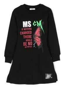 MSGM Kids robe en coton à logo imprimé - Noir