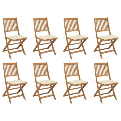 Tuinstoelen 8 st inklapbaar met kussens massief acaciahout