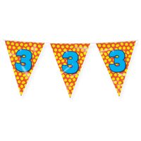 Verjaardag 3 jaar thema Vlaggetjes - Feestversiering - 10m - Folie - Dubbelzijdig - thumbnail
