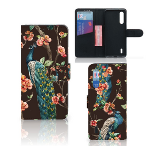 Xiaomi Mi 9 Lite Telefoonhoesje met Pasjes Pauw met Bloemen