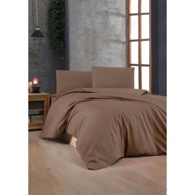 Beddengoedset - 1 dekbedovertrek 220 x 240 cm + 2 kussenslopen 60 x 60 cm - 100% versterkt katoen - Bruin