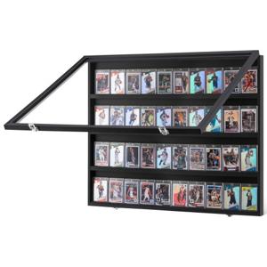 VEVOR vitrine voor sportkaarten in 36 verschillende designs, 77,5x61,7x5,5cm presentatieframe met 98% UV-bescherming PC-glas afsluitbare wandkast voor voetbal basketbal hockey ruilkaarten