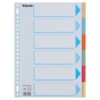 Tabbladen esselte premium a4 6dlg karton 23r ass | 25 stuks