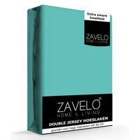 Zavelo Double Jersey Hoeslaken Turquoise-Lits-jumeaux (180x200 cm) - thumbnail