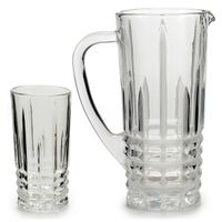 Glazen schenkkan/karaf 1liter 25 x 16 cm met 6 drinkglazen van 250 ML - thumbnail