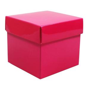 Luxe cadeaudoosje met deksel - roze metallic - 10 x 10 x 10 cm - vierkant