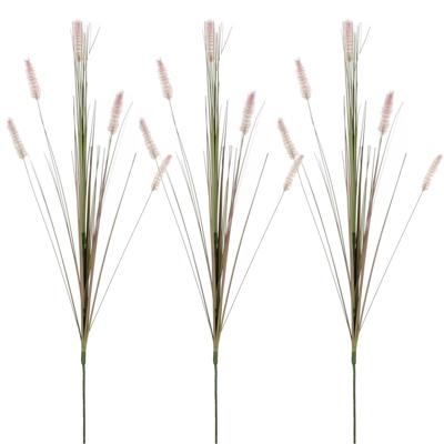 Rietgras/pluimgras kunstplant losse steel - 3x stuks - takken - groen/paarse pluimen - 84 cm