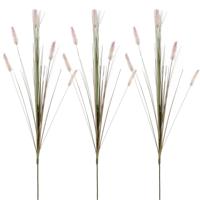 Rietgras/pluimgras kunstplant losse steel - 3x stuks - takken - groen/paarse pluimen - 84 cm
