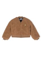 Dolce & Gabbana Kids logo-plaque shearling bomber jacket - Marron - thumbnail