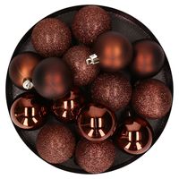 Kerstversiering set kerstballen donkerbruin 6 - 8 cm - pakket van 36x stuks