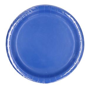 Feest bordjes - set 8x stuks - blauw - dia 23 cm - Wegwerpborden - karton - Feestartikelen