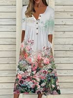 Floral Casual Regular Fit Short Sleeve Woven Dress - thumbnail