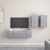 4-delige Tv-meubelset spaanplaat betongrijs 4-delige Tv-meubelset spaanplaat betongrijs