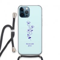 Bloom with grace: iPhone 13 Pro Max Transparant Hoesje met koord