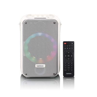 LENCO BTC-060WH - Karaoke set met Bluetooth®, oplaadbare batterij, draadloze karaoke microfoon en disco LED-verlichting - Wit