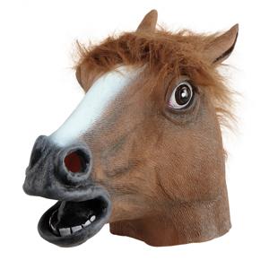 Carnaval verkleed paarden masker - bruin - rubber - voor volwassenen