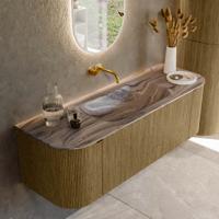 Badmeubel Mondiaz Kurve-Dlux | 140 cm | Meubelkleur Dusk | Wastafelkleur Sombra | Solid surface | Wasbak midden spoelbak | Zonder kraangat(en) Badmeubel Mondiaz Kurve-Dlux | 140 cm | Meubelkleur Dusk | Wastafelkleur Sombra | Solid surface | Wasbak midden spoelbak | Zonder kraangat(en)