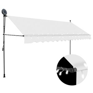 VidaXL Luifel handmatig uitschuifbaar met led 400 cm crèmekleurig