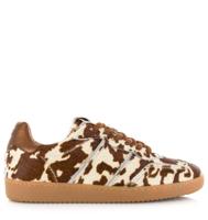 DWRS label POONA cow hair on cognac wit Leer Dames