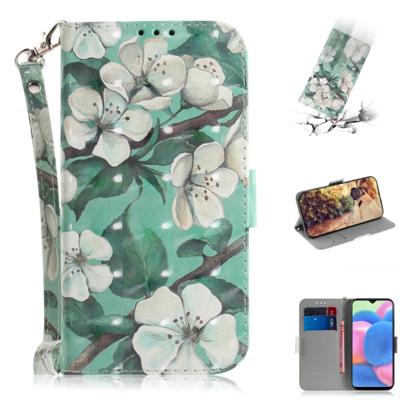 Voor Galaxy A50s 3D gekleurde tekening horizontale Flip lederen draagtas met houder & kaartsleuf & portemonnee & Lanyard (aquarel bloem)