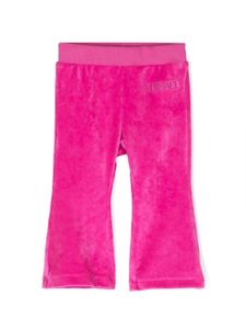 Versace Kids legging en velours à logo brodé - Rose