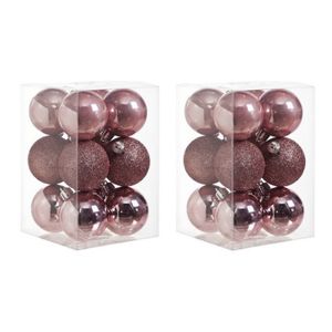 24x Roze kerstballen 6 cm kunststof mat/glans