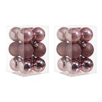 24x Roze kerstballen 6 cm kunststof mat/glans - thumbnail